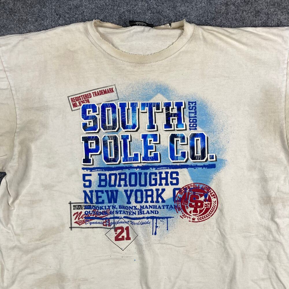 South Pole T-Shirt Mens Size XL Beige‎ Graphic Short Sleeve Urban Streetwear